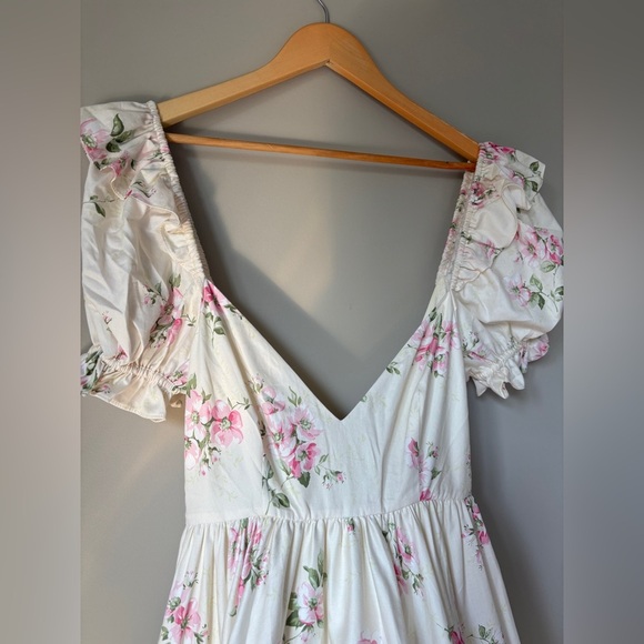 NEW Selkie Summer Home Girls Night Out Mini Ruffle Dress Pink Cream Floral | XS - Picture 11 of 15